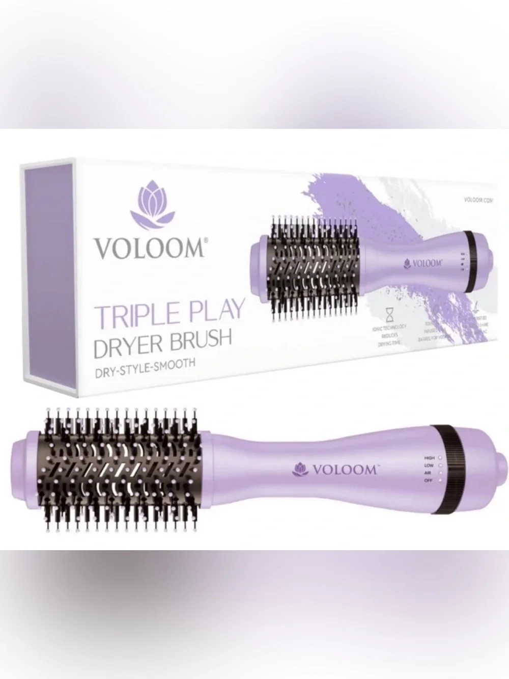 VOLOOM triple play dryer brush for drying/styling/smoothing NIB
